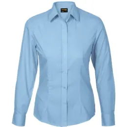 Sky Blue Basic Poly Cotton Blouse Long Sleeve Ladies